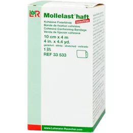 MOLLELAST selvklebende lateksfrie bandasjer 10 cmx4 m hvit, 1 stk