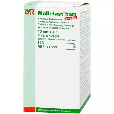 MOLLELAST selvklebende lateksfrie bandasjer 10 cmx4 m hvit, 1 stk