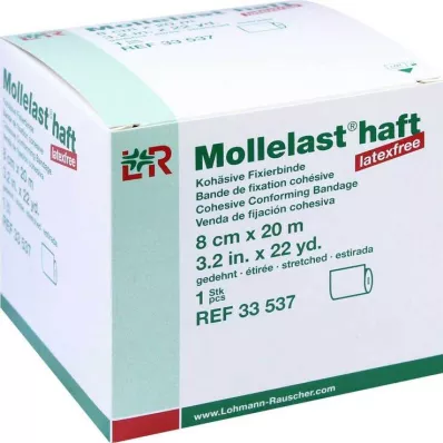 MOLLELAST selvklebende lateksfrie bandasjer 8 cmx20 m hvit, 1 stk MOLLELAST selvklebende lateksfrie bandasjer 8 cmx20 m hvit, 1 stk