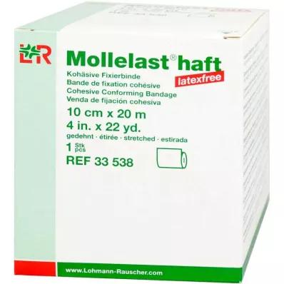MOLLELAST selvklebende lateksfrie bandasjer 10 cmx20 m hvit, 1 stk