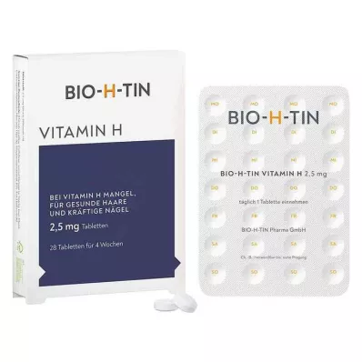 BIO-H-TIN Vitamin H 2,5 mg i 4 uker tabletter, 28 stk BIO-H-TIN Vitamin H 2,5 mg i 4 uker tabletter, 28 stk