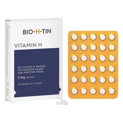 BIO-H-TIN Vitamin H 5 mg tabletter, 30 stk BIO-H-TIN Vitamin H 5 mg tabletter, 30 stk