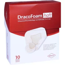 Dracofoam selvklebende skum sårbandasje 5x5 cm, 10 stk