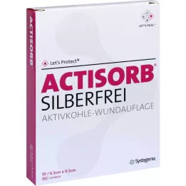ACTISORB SILBERFREI 6,5x9,5 cm aktivt kull, 10 stk