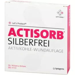 ACTISORB SILBERFREI 10,5x10,5 cm aktivt kull, 10 stk