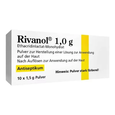 Rivanol 1,0 g pulver, 10 stk Rivanol 1,0 g pulver, 10 stk
