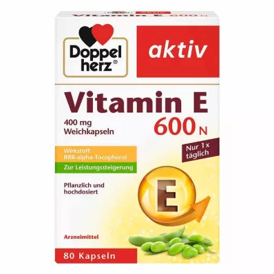 DOPPELHERZ Vitamin E 600 N myke kapsler, 80 kapsler DOPPELHERZ Vitamin E 600 N myke kapsler, 80 kapsler
