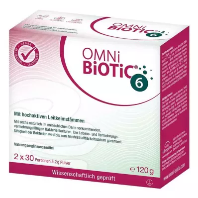 OMNI BiOTiC 6 pulver dobbeltpakke, 2X60 g OMNI BiOTiC 6 pulver dobbeltpakke, 2X60 g
