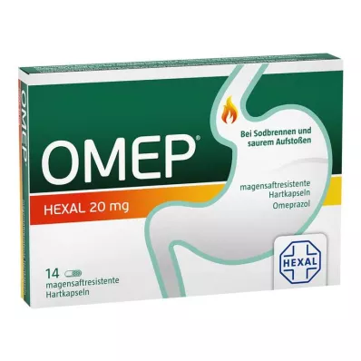Omep Hexal 20 mg gastroresistente harde kapsler, 14 stk Omep Hexal 20 mg gastroresistente harde kapsler, 14 stk