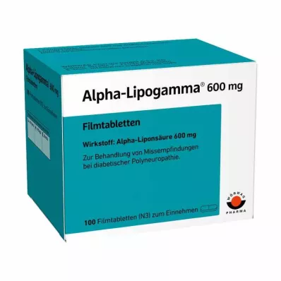 ALPHA-LIPOGAMMA 600 mg filmdrasjerte tabletter, 100 stk ALPHA-LIPOGAMMA 600 mg filmdrasjerte tabletter, 100 stk