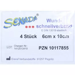 SENADA Quick sårbandasje 6x10 cm, 4 stk