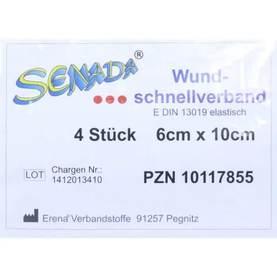 SENADA Quick sårbandasje 6x10 cm, 4 stk SENADA Quick sårbandasje 6x10 cm, 4 stk