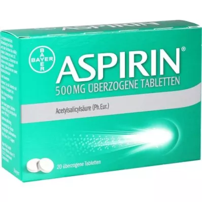 ASPIRIN 500 mg belagte tabletter, 20 stk