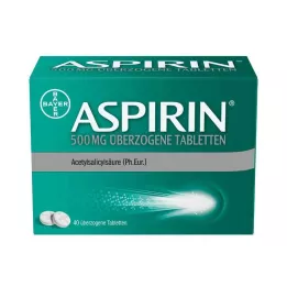 ASPIRIN 500 mg belagte tabletter, 40 stk