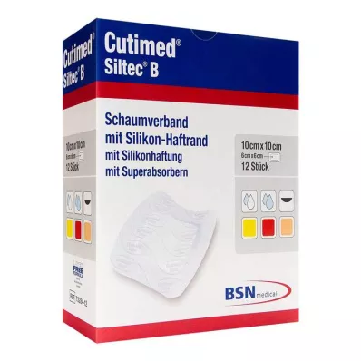 CUTIMED Siltec B Skumbandasje 10x10 cm med lim, 12 stk