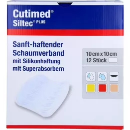 CUTIMED Siltec Plus skumbandasje 10x10 cm selvklebende, 12 stk