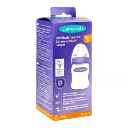 LANSINOH Flaske med vid hals 160 ml med tute S, 1 stk