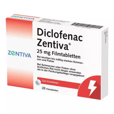 DICLOFENAC Zentiva 25 mg filmdrasjerte tabletter, 20 stk