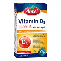 ABTEI Vitamin D3 5600 IE ukentlige depottabletter, 12 stk