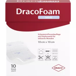 DRACOFOAM Infeksjonsskumbandasje 10x10 cm, 10 stk