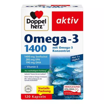 DOPPELHERZ Omega-3 1400 kapsler, 120 stk