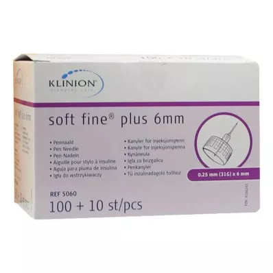 SOFT FINE pluss kanyler 6 mm 31 G 0,25 mm, 110 stk SOFT FINE pluss kanyler 6 mm 31 G 0,25 mm, 110 stk