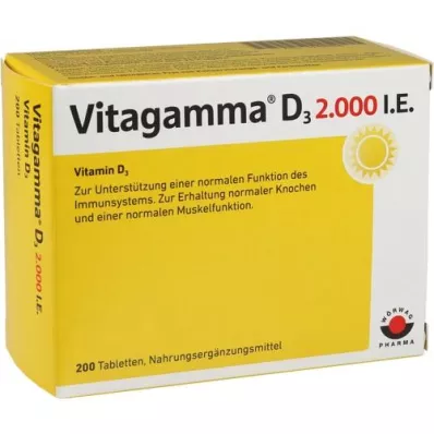 VITAGAMMA D3 2 000 IE vitamin D3 NEM tabletter, 200 stk