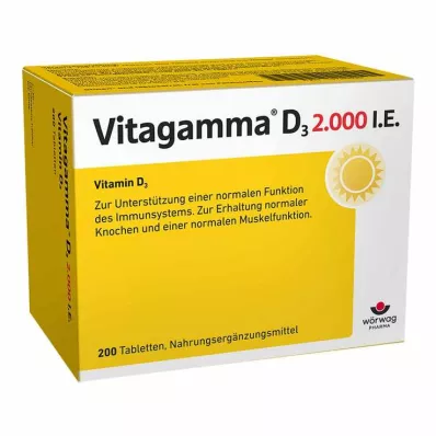 Vitagamma D3 2000 IE vitamin D3 NEM tabletter, 200 stk Vitagamma D3 2000 IE vitamin D3 NEM tabletter, 200 stk
