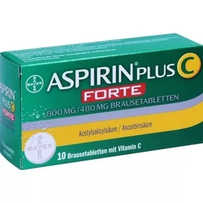 ASPIRIN plus C forte 800 mg/480 mg brusetabletter, 10 stk