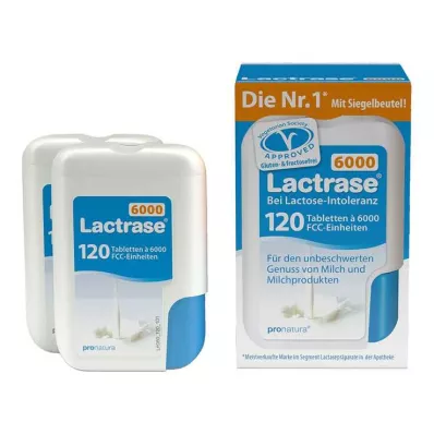 Lactrase 6000 FCC tabletter i dobbel pakke med klikkdispenser, 2x120 stk