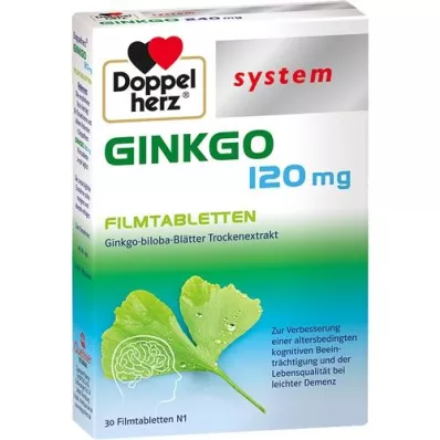 DOPPELHERZ Ginkgo 120 mg system filmdrasjerte tabletter, 30 stk