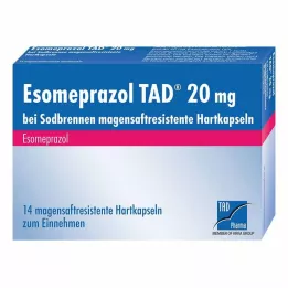 ESOMEPRAZOL TAD 20 mg mot halsbrann msr.harde kapsler, 14 stk