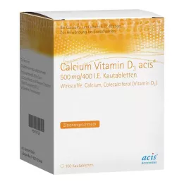 CALCIUM VITAMIN D3 acis 500 mg/400 IE tyggetablett, 100 stk