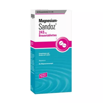 Magnesium Sandoz 243 mg brusetabletter, 40 stk Magnesium Sandoz 243 mg brusetabletter, 40 stk