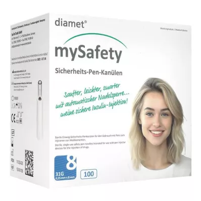 Diamet Mysafety sikkerhetspenn kanyle 31 G 0,25x8 mm, 100 stk Diamet Mysafety sikkerhetspenn kanyle 31 G 0,25x8 mm, 100 stk