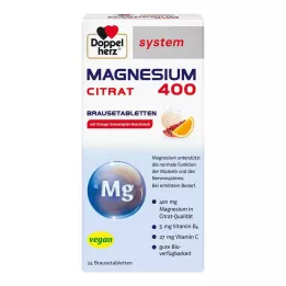 DOPPELHERZ Magnesium 400 Citrate system brusetablett, 24 stk