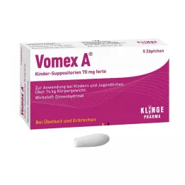 VOMEX A Suppositorier for barn 70 mg forte, 5 stk
