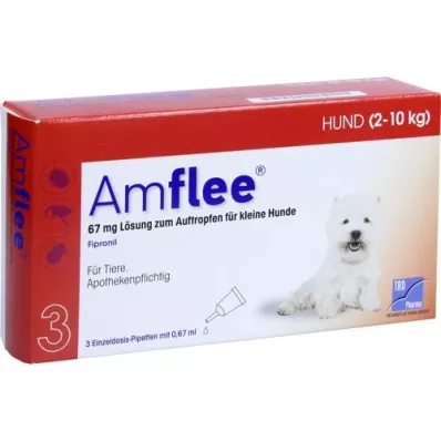AMFLEE 67 mg spot-on-oppløsning for små hunder 2-10 kg, 3 stk