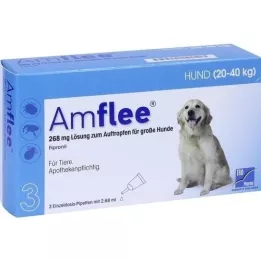 AMFLEE 268 mg spot-on-løsning til store hunder 20-40 kg, 3 stk