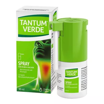 Tantum Verde 1,5 mg/ml spray for bruk i munnhulen, 30 ml Tantum Verde 1,5 mg/ml spray for bruk i munnhulen, 30 ml