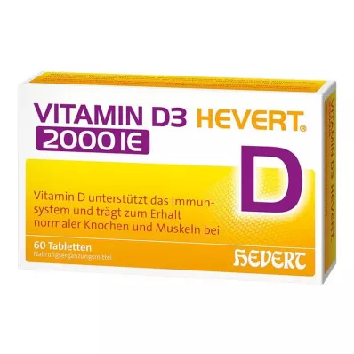 Vitamin D3 Hevert 2000 IE tabletter, 60 stk Vitamin D3 Hevert 2000 IE tabletter, 60 stk