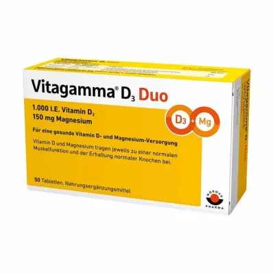 VITAGAMMA D3 Duo 1.000 I.E Vit.D3 150mg Magnes.NEM, 50 stk VITAGAMMA D3 Duo 1.000 I.E Vit.D3 150mg Magnes.NEM, 50 stk