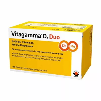 VITAGAMMA D3 Duo 1.000 I.E Vit.D3 150mg Magnes.NEM, 100 stk VITAGAMMA D3 Duo 1.000 I.E Vit.D3 150mg Magnes.NEM, 100 stk