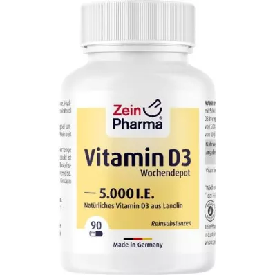 VITAMIN D3 5 000 IE ukentlige depotkapsler, 90 stk