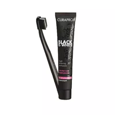 Curaprox Black er hvit kull tannkrem og børste, 1 stk Curaprox Black er hvit kull tannkrem og børste, 1 stk