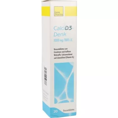 CALCI D3-Denk 1000 mg/880 IE Brusetabletter, 20 stk