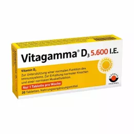 VITAGAMMA D3 5 600 IE Vitamin D3 NEM Tabletter, 20 stk