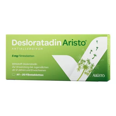 Desloratadine Aristo antiallergisk 5 mg filmdrasjerte tabletter, 20 stk