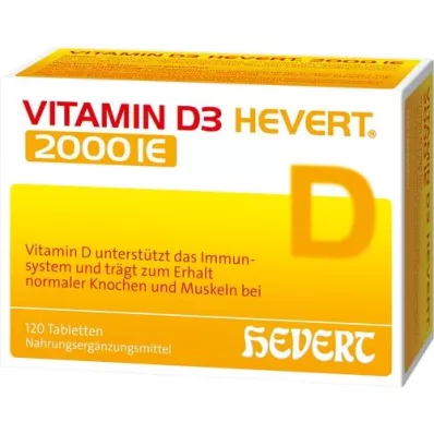 VITAMIN D3 HEVERT 2 000 IE tabletter, 120 stk