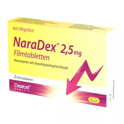 NARADEX 2,5 mg filmdrasjerte tabletter, 2 stk NARADEX 2,5 mg filmdrasjerte tabletter, 2 stk
